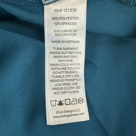 Koi Lite Womens Stretch Scrub Top Caribbean Blue Short Sleeve Size Large - Picture 6 of 6